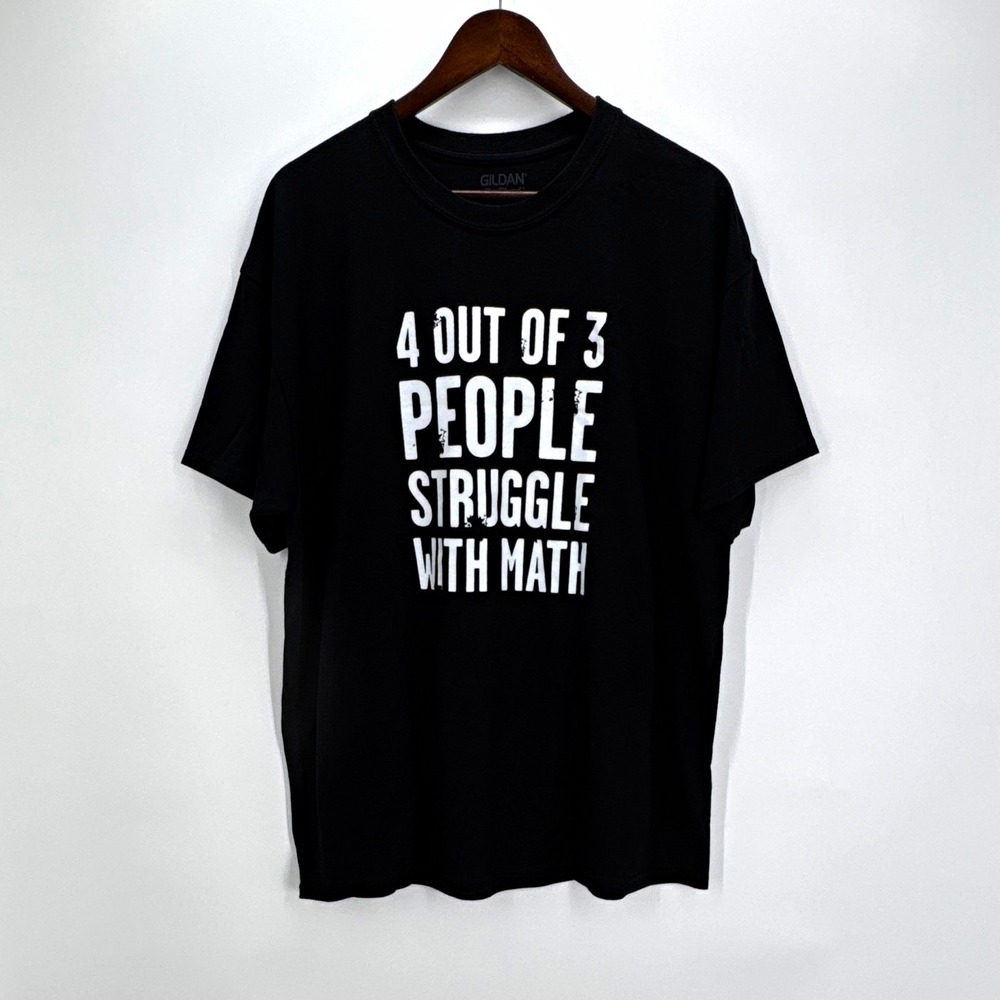 Gildan DryBlend Funny Graphic Quote T-Shirt Black Mens XL Crew Neck Short